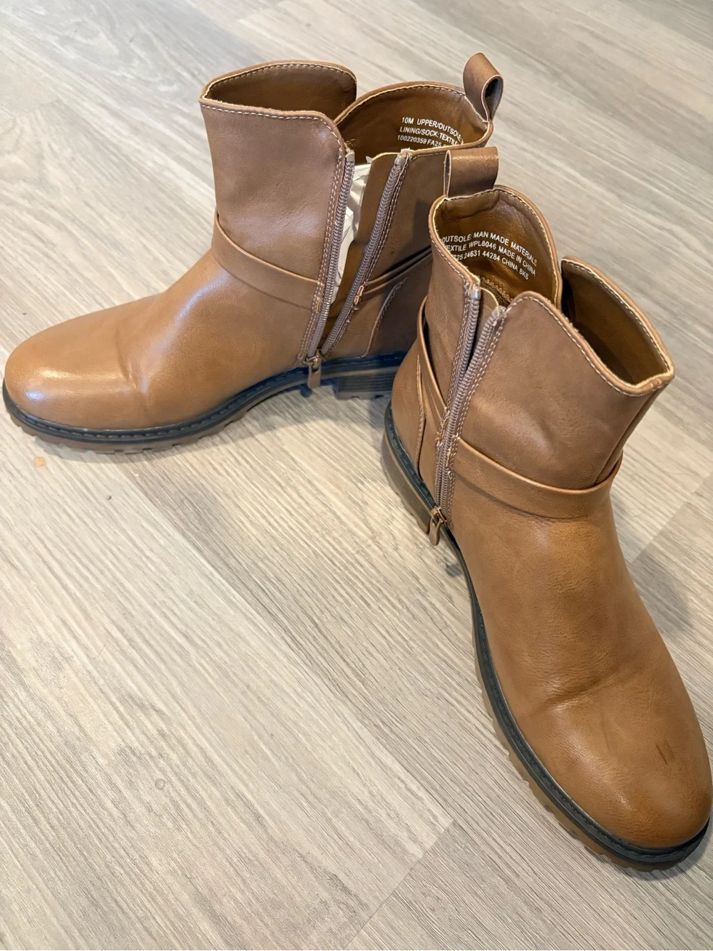 Girls Tan Ankle Boots with Decorative Buckle